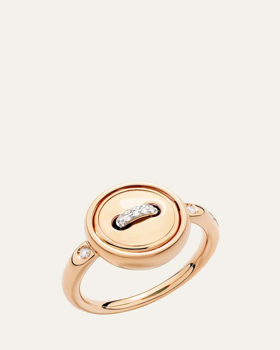 Pom Pom Dot 18K Rose Gold Diamond and Turquoise Flip Ring
